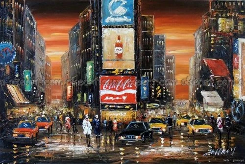100% расписанная вручную картина на закате Таймс сквер Украшение Нью Йорк