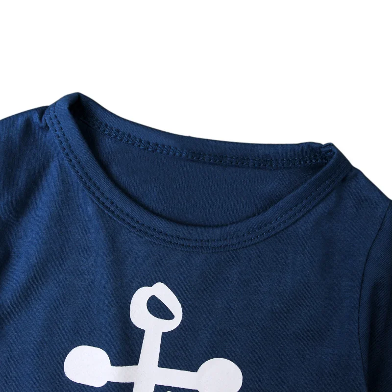 Летние детские футболки со стрелками и брюки с облаками хлопковые костюмы для