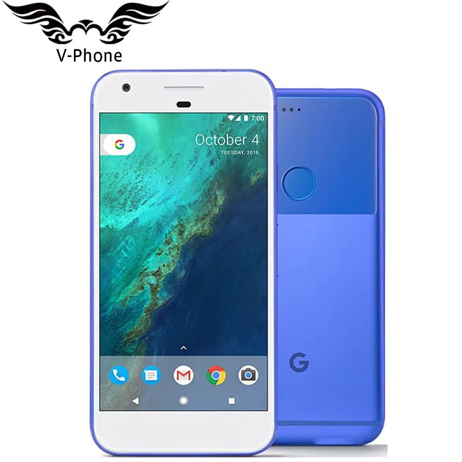 Абсолютно смартфон Google 5 дюймов, версия ЕС, Google Pixel, 128 ГБ, мобильный телефон Snapdragon, четыре ядра, 4 Гб, Android, 4G, телефон с отпечатком пальца