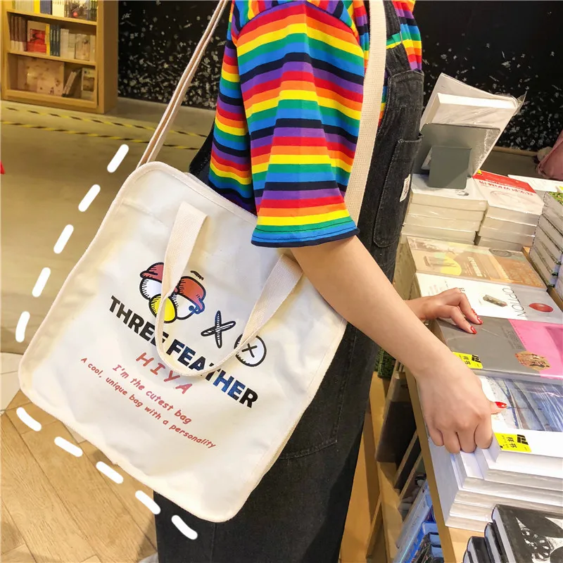 Холст сумка эко Ежедневно Применение складная сумочка Студент Большой Ёмкость с