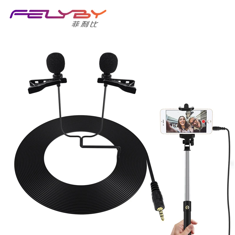 FELYBY двухсторонний конденсаторный микрофон на лацкане петличный для звукозаписи