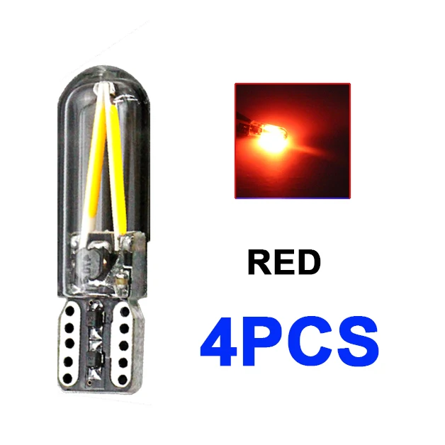 Red 12v Новые 4 шт. 12v без полярности Canbus T10 светодиодный лампы W5W светодиодный 194 192 168 лампа теплый белый с украшением в виде кристаллов льда синего, зеленого, красного, розового, авто - Испускаемый цвет: Red 12v