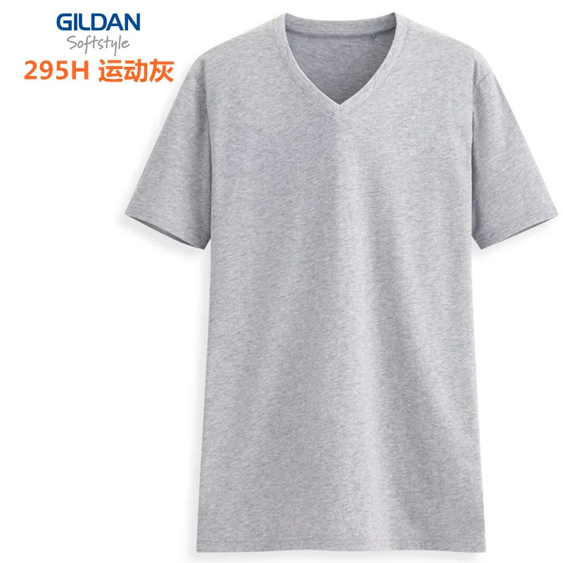GILDAN 63V00 Men 100% Cotton T-shirts Solid Short Sleeve V-Neck T Shirt Mens Tops Tees Basic TShirts Male Brand Clothing images - 6