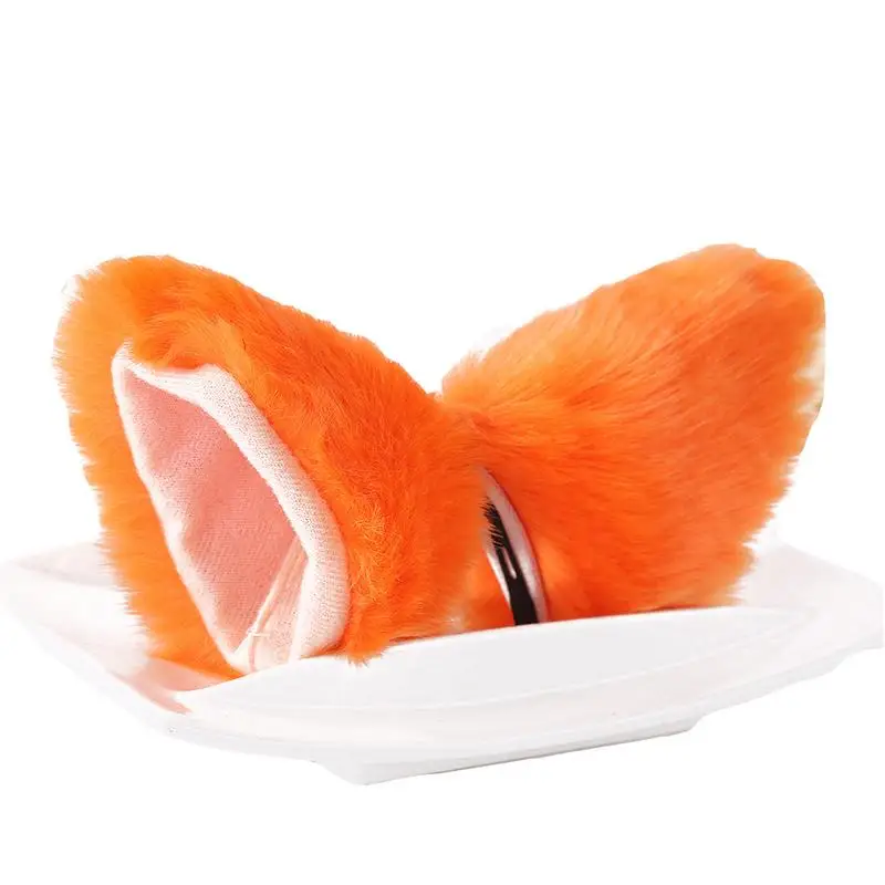 Orange Милые заколки для волос с кошачьими ушками, меховые заколки для волос, однотонные вечерние заколки для волос для женщин, женские аксессуары для волос - Цвет: Orange