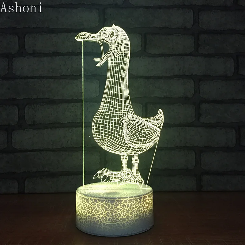 Новая Настольная 3D лампа с изображением милой утки светодиодный сенсорный