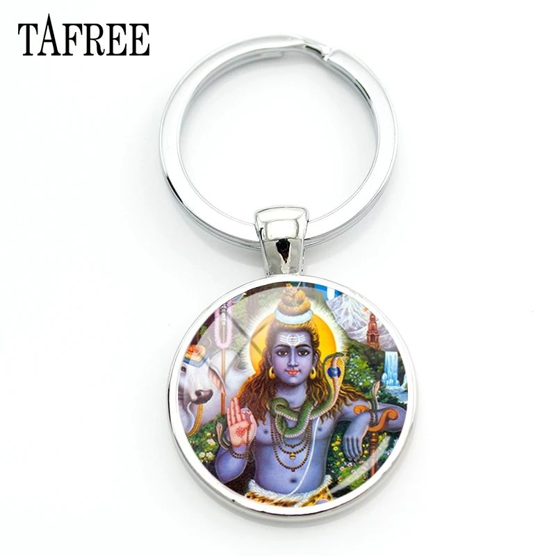 TAFREE Special Lord Shiva Keychains for Bag Car Key Chain Women Men Fashion Religious Hinduism Hot Sale Round Jewelry LS71 | Украшения и