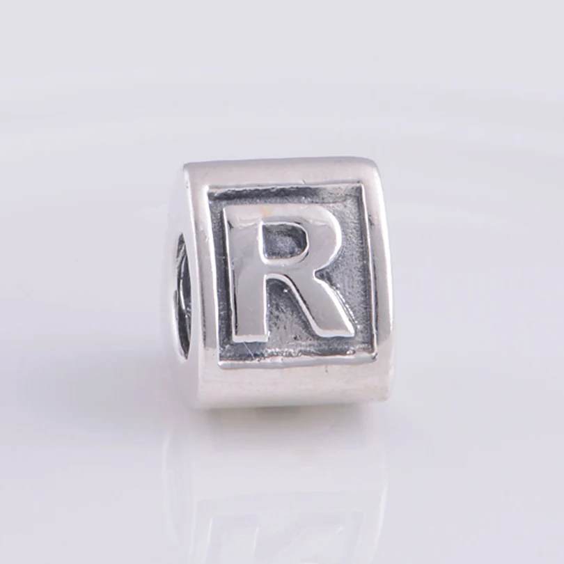 Аутентичные стерлингового серебра 925 Алфавит Буква Q-R-s-t Шарм Бусины подходит Pandora