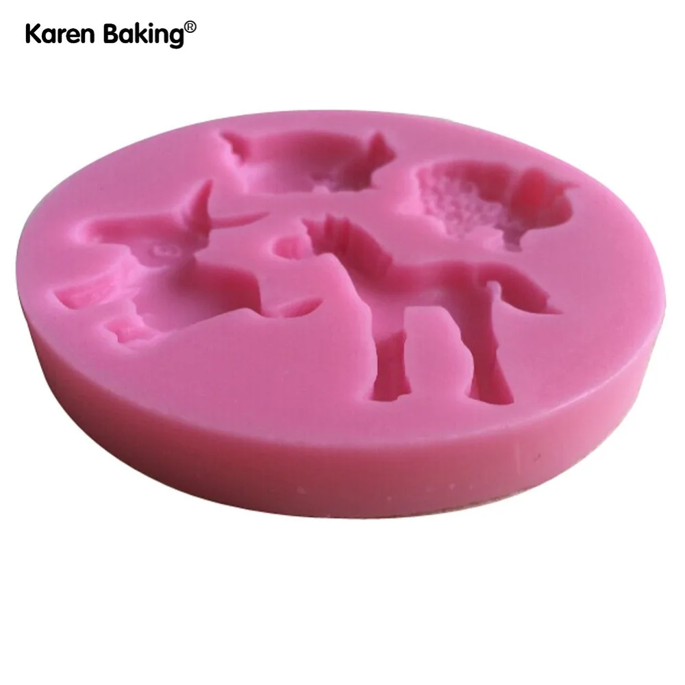 Силиконовая 3D-форма для украшения тортов в форме лошади коровы свиньи овцы