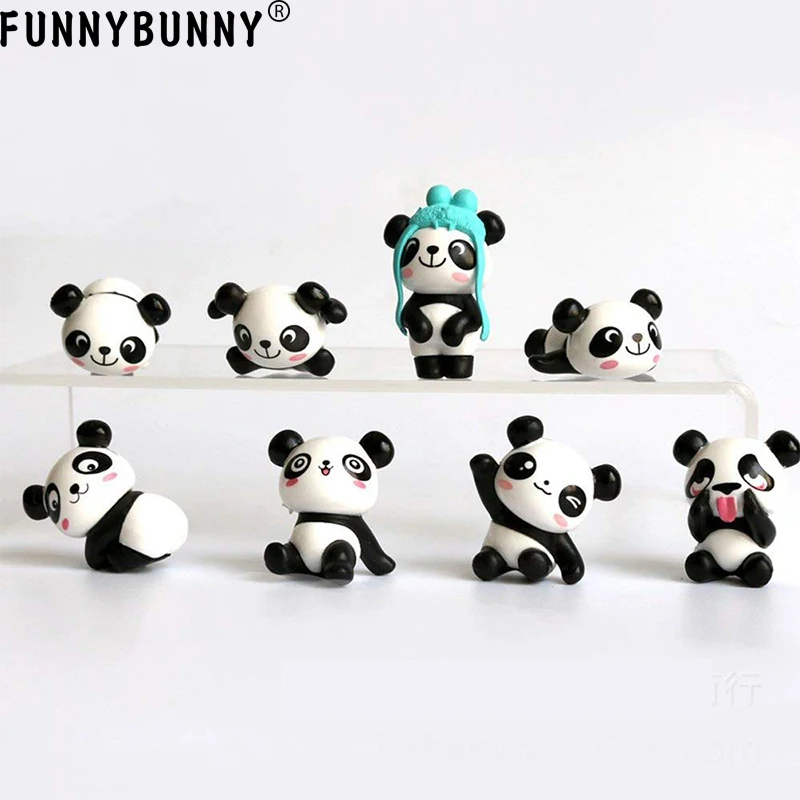 FUNNYBUNNY 8 шт. (1 комплект) милые игрушки панда фигурки набор для игр украшение торта