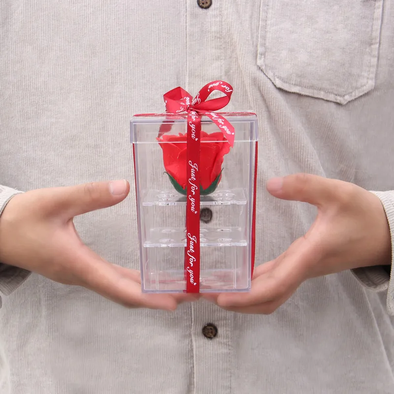 Прозрачная акриловая Цветочная роза с крышкой подарочная упаковка подарок на