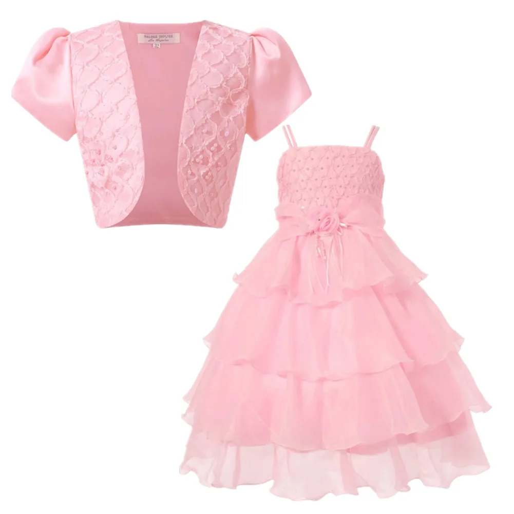 Ликвидация! Вечерние платья для девочек с болеро многослойное бальное платье из