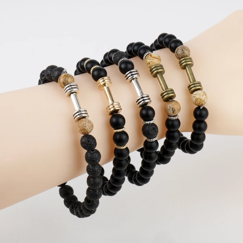 Мода Спорт Тренажерный зал ювелирные браслеты с гантелями для мужчин женщин CZ