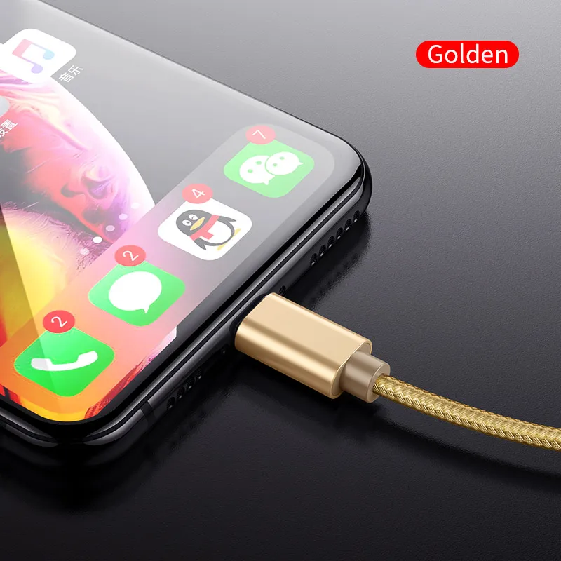 ROCK USB кабель для iPhone XS MAX XR X 8 7 6 Plus 6S 5S plus iPad mini Кабели для быстрой зарядки шнур для зарядки мобильного телефона - Цвет: Gold