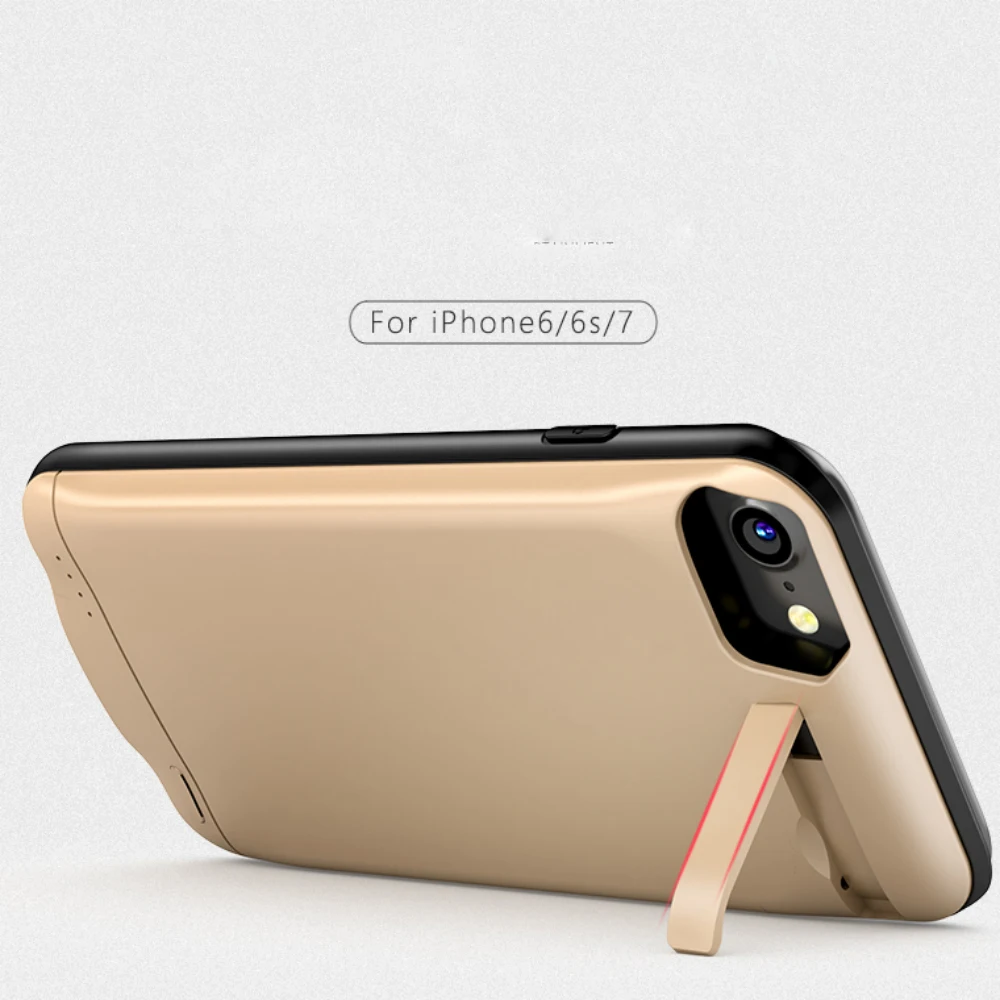 Батарея чехол для подзарядки iPhone 6 6s ip7 Роскошный черный Золотая Роза iPhone7 плюс
