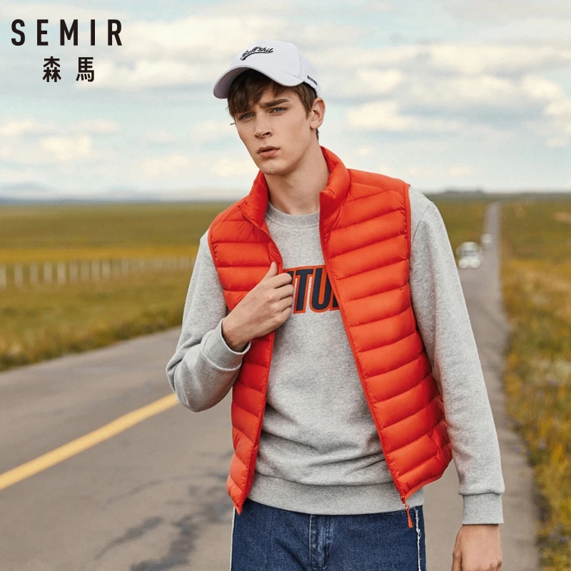 SEMIR мужской складывающийся пуховый жилет с воротником-стойкой, мужской мягкий жилет, легкий пуховый жилет для мужчин, жилет на молнии, зимняя одежда