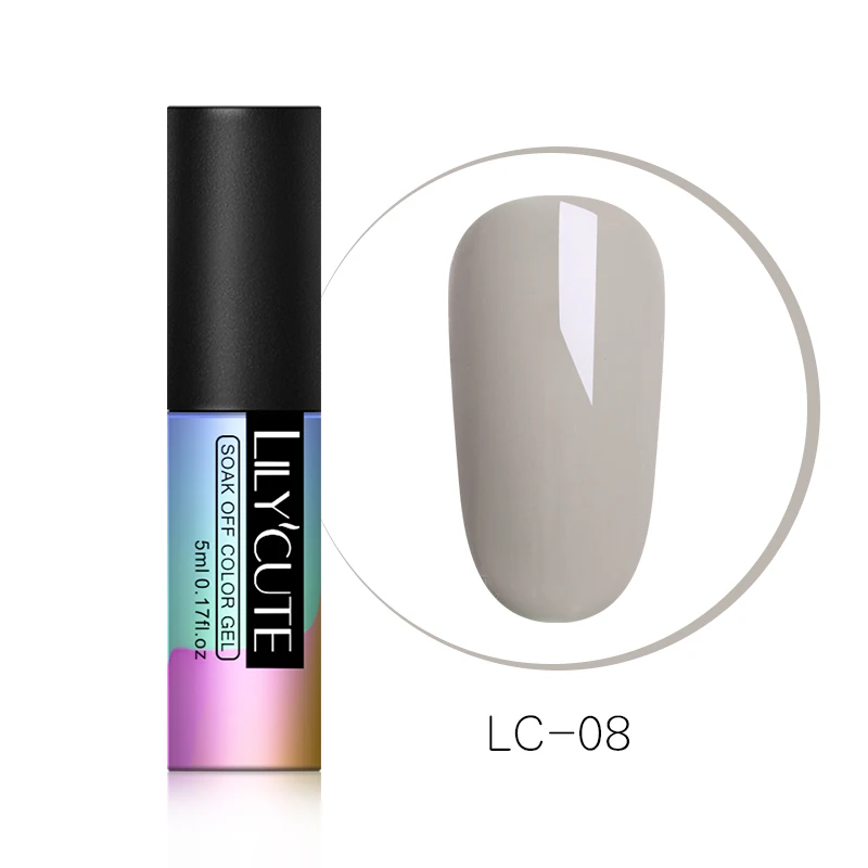 LC08 LILYCUTE гель для нейл-арта 5 мл чистый цвет ногтей УФ светодиодный Гель-лак для Ногтей Стойкий Макарон замачиваемый лак гель лак - Цвет: LC08