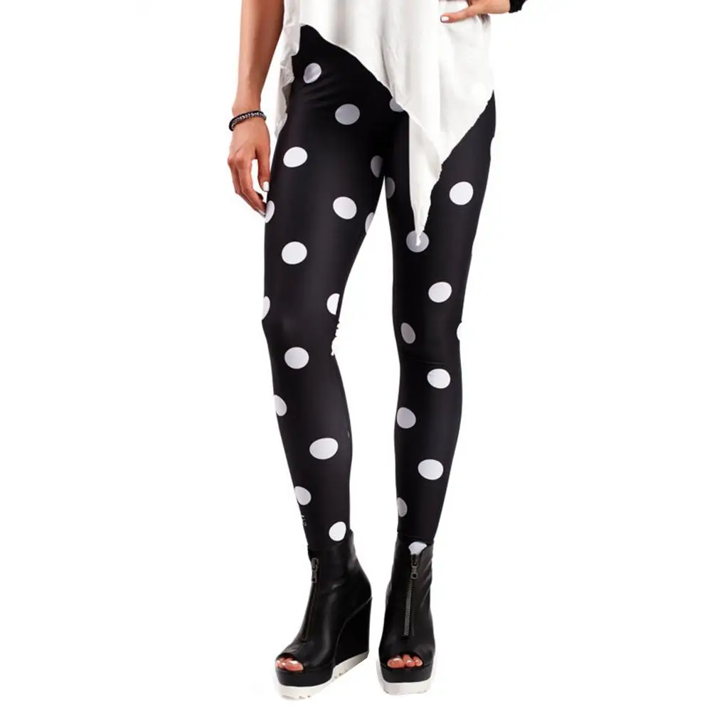 Сексуальные женские леггинсы в горошек обтягивающие узкие брюки карандаш
