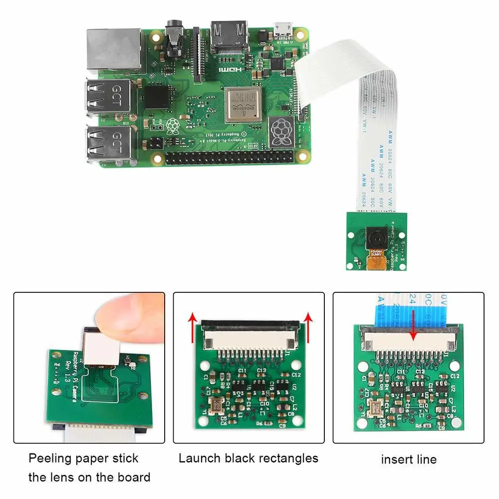 Raspberry Pi Модуль камеры 5MP 1080p OV5647 датчик видео камера для Модель A/B + 2 3 3B Zero W гибкий