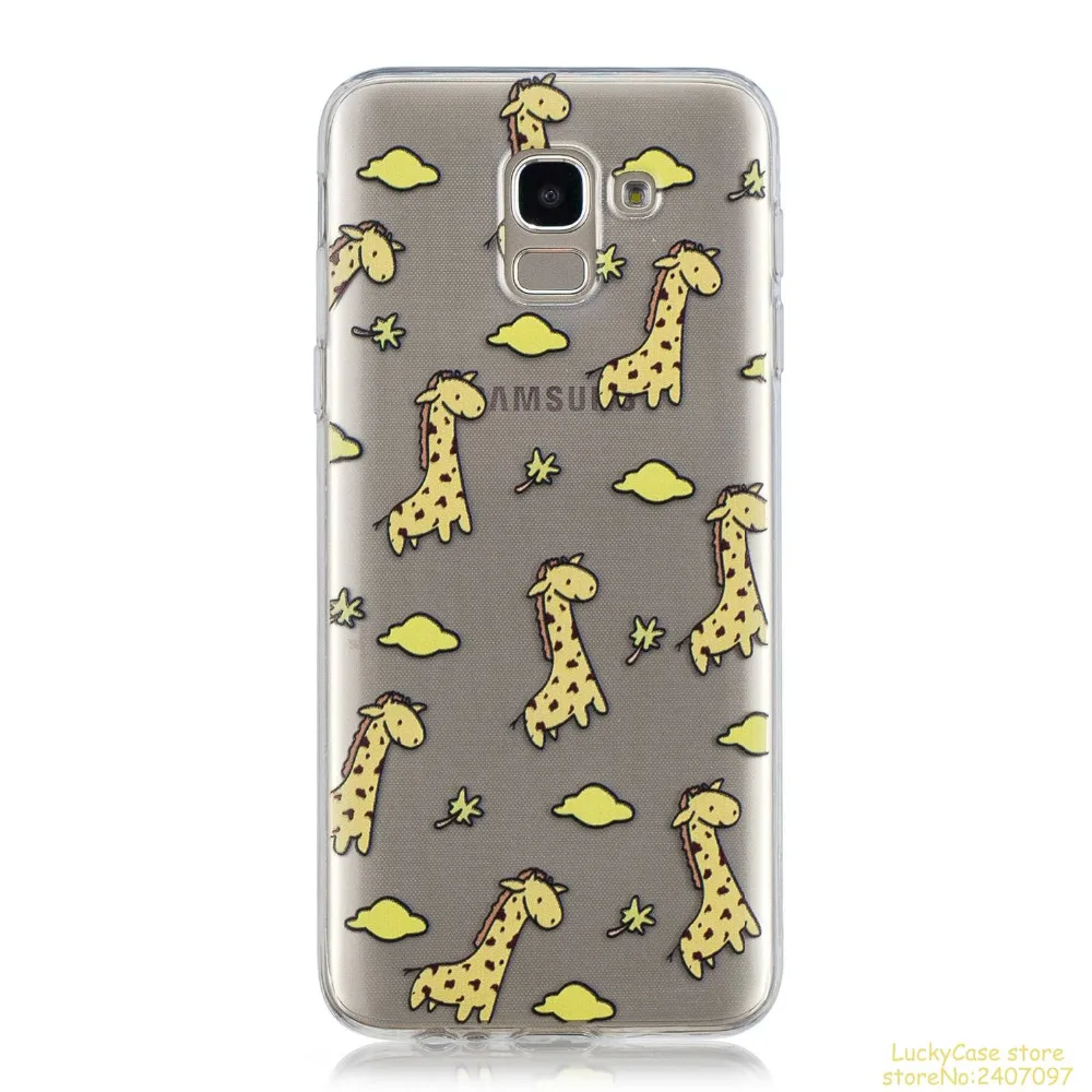 For Coque Samsung J6 2018 Soft TPU Silicone Cover Flamingos leaf flowers cat Printed Cases Phone Case hoesje caso | Мобильные