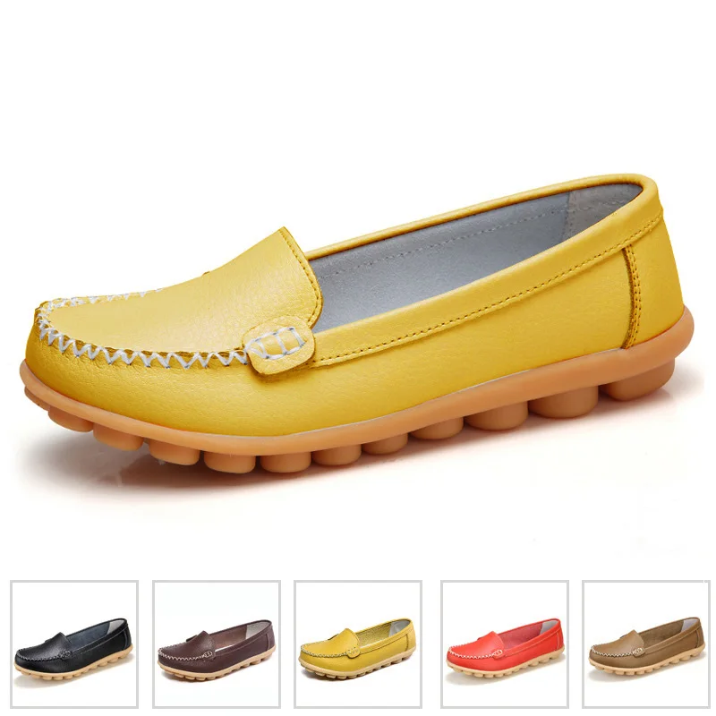 Туфли женские из натуральной кожи без застежки лоферы повседневная обувь