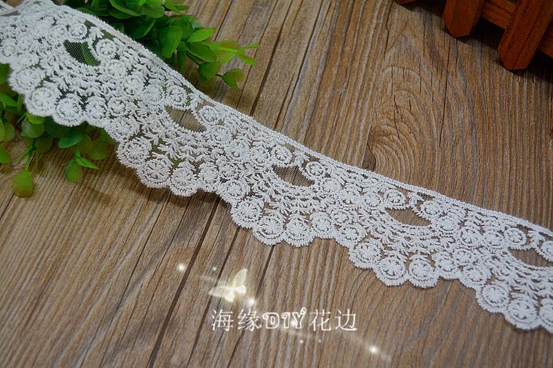 

YACKALASI Soft Tulle Lace Cotton Embroidery Lace Scalloped Trim DIY Garment Accessories 5cm