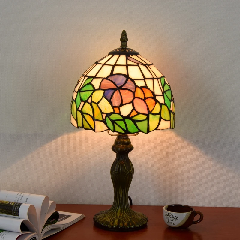 Eusolis винтажная витражная настольная лампа Nachttischlampe Candeeiros De Mesa Para Quarto