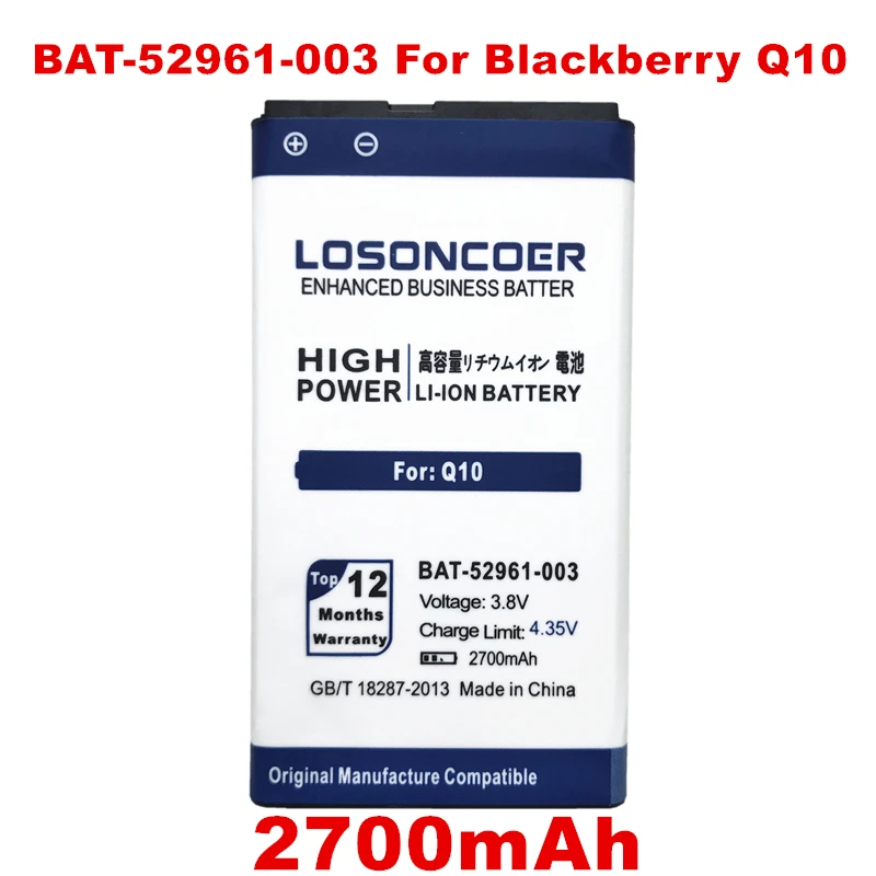 LOSONCOER 2700mAh ACC 53785 201 / BAT 52961 003 NX1 Сменный аккумулятор для Blackberry Q10 LTE SQN100 1|Аккумуляторы мобильных телефонов| |