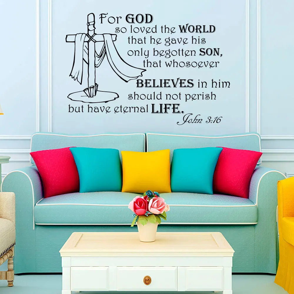 ZOOYOO For God So Love The World настенные Стикеры с текстом виниловая наклейка слова для