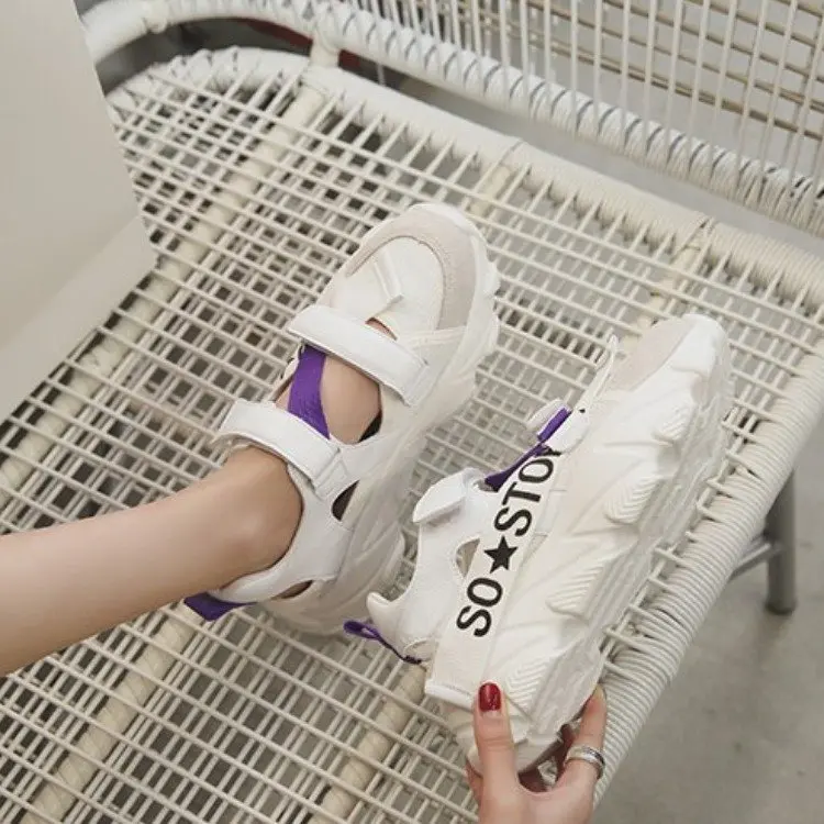 Женские босоножки Летние кроссовки сандалии на липучке женские замшевые обувь