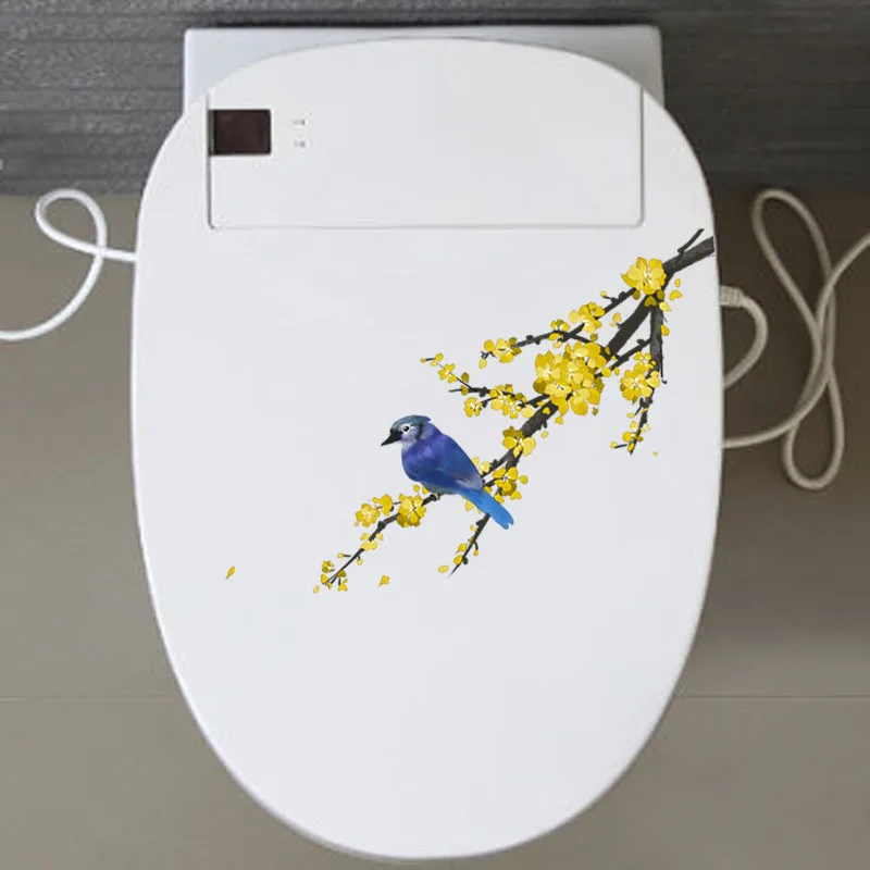 YOJA забавная Наклейка на стену для домашнего декора туалета с птицами ветках