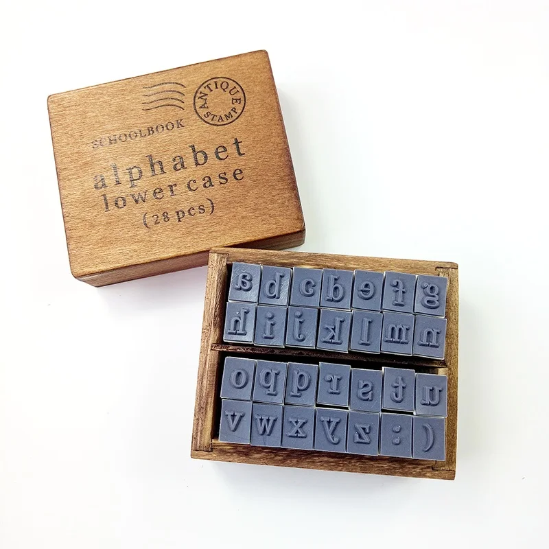 Набор школьных штампов с буквами алфавита 28 шт./набор|wooden rubber stamp set|stamp setrubber set |