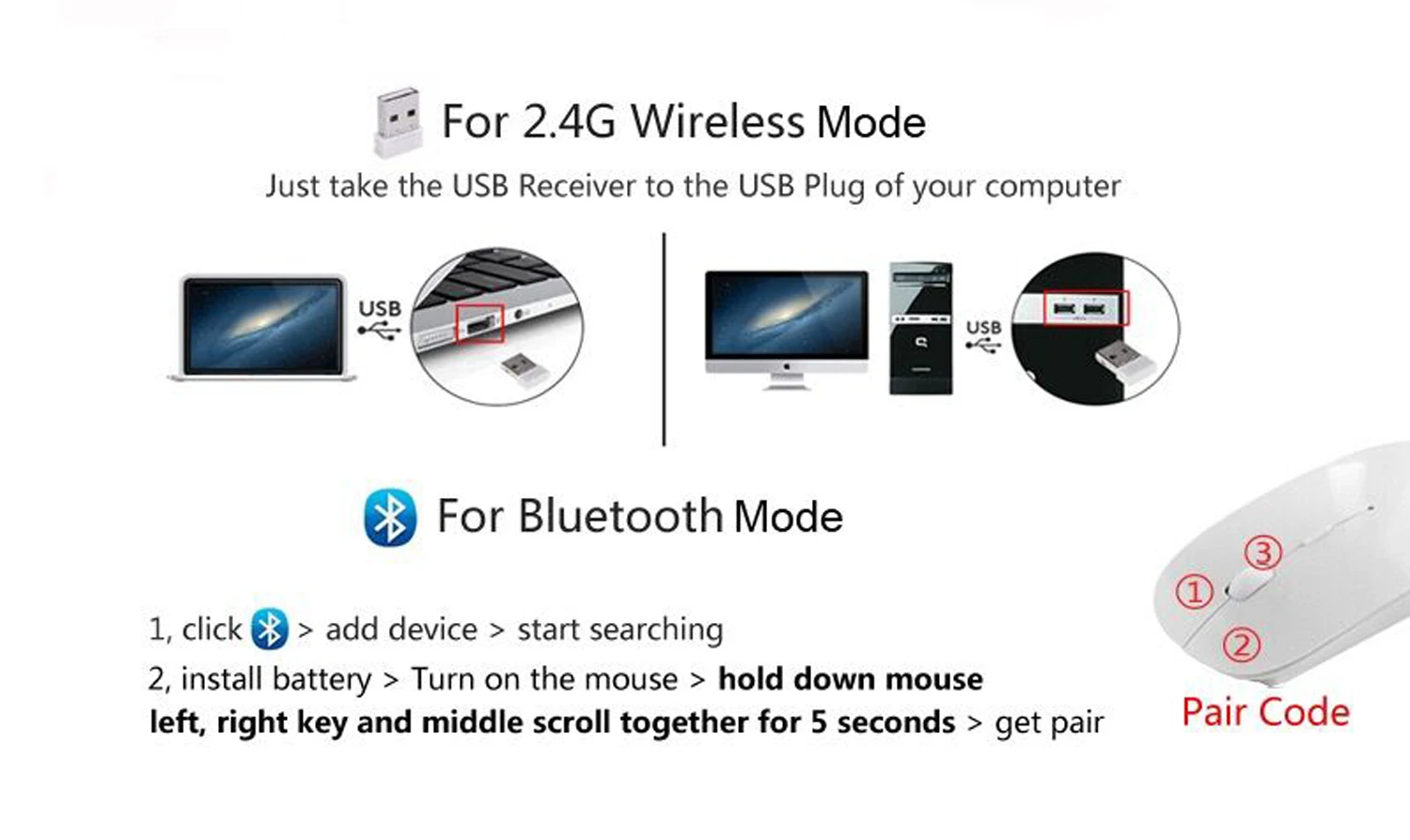 Bluetooth 3,0+ 2,4 ГГц беспроводной двойной режим 2 в 1 беспроводная мышь 1600 dpi ультра-тонкие эргономичные Портативные Оптические мыши