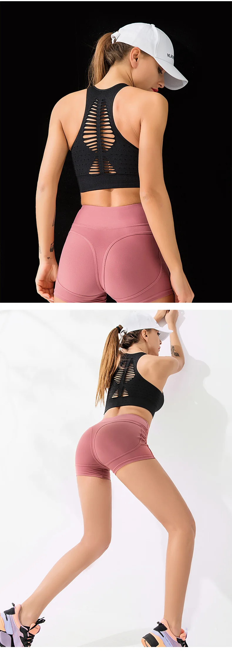 Бесшовные спортивный бюстгальтер Топ для фитнеса Для женщин Racerback Running Crop Топы розовый тренировки бюстгальтер для занятий йогой с вкладышами High Impact Activewear
