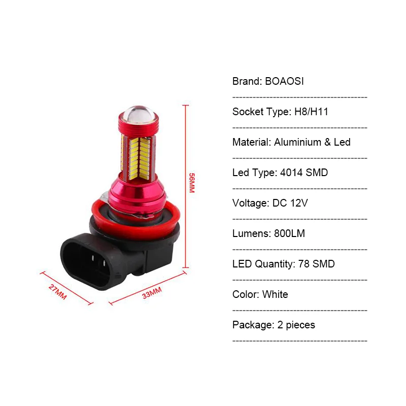BOAOSI 2x H8 H11 Led Samsung 4014 SMD Светодиодные Автомобильные противотуманные фары DRL лампа +