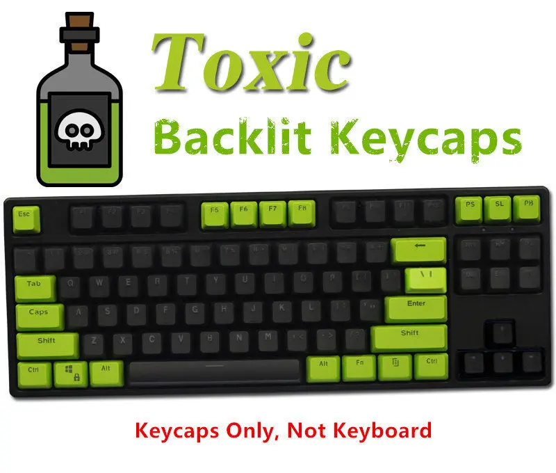 87/104 клавиш токсичная клавиатура PBT Keycap ANSI полупрозрачные колпачки для с