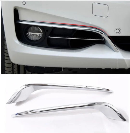 

ABS Chrome Front Fog Lamp Strips EyeLid Trim 2pcs For BMW 3 Series GT Gran Turismo F34 2013-2017 Car Accessories