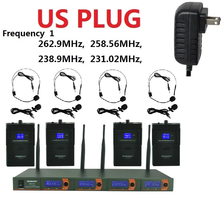 US Plug Fre1 FB-V04H4 профессиональные беспроводные микрофоны VHF KTV вечерние микрофоны 4 гарнитура беспроводной микрофон караоке - Цвет: US Plug Fre1