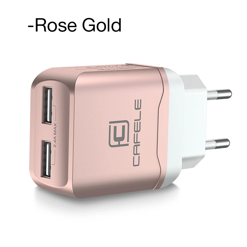 CAFELE, зарядное устройство USB для путешествий, штепсельная вилка европейского стандарта 2,4 А, двойной выход, универсальный адаптер, зарядное устройство для смартфонов, зарядное устройство для iPhone, huawei, Xiaomi