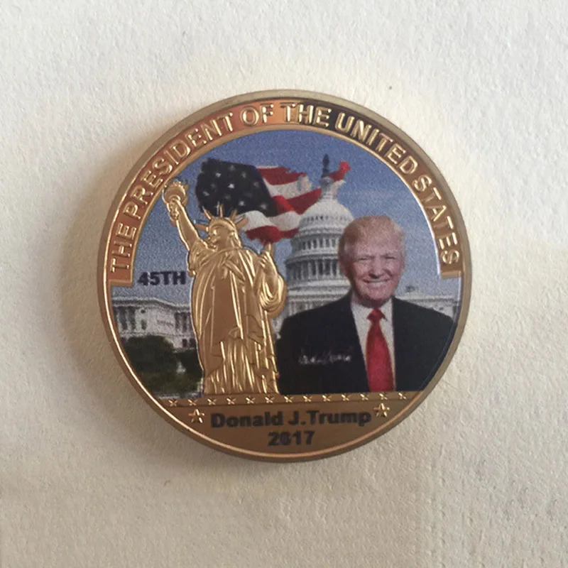 Новинка президент Дональд Трамп памятная с золотым покрытием Золотая и
