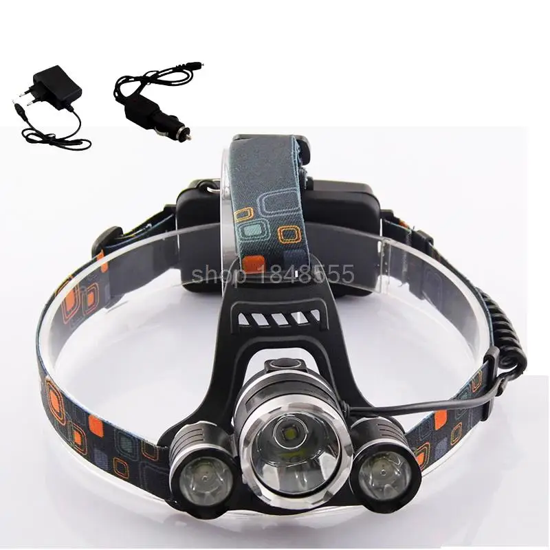 

Ultra Bright Headlamp 3 T6 Led Head Light Lamp Torch Rechargeable Hoofdlamp Frontal 5000 Lumen Led Flashlight + Car Charger