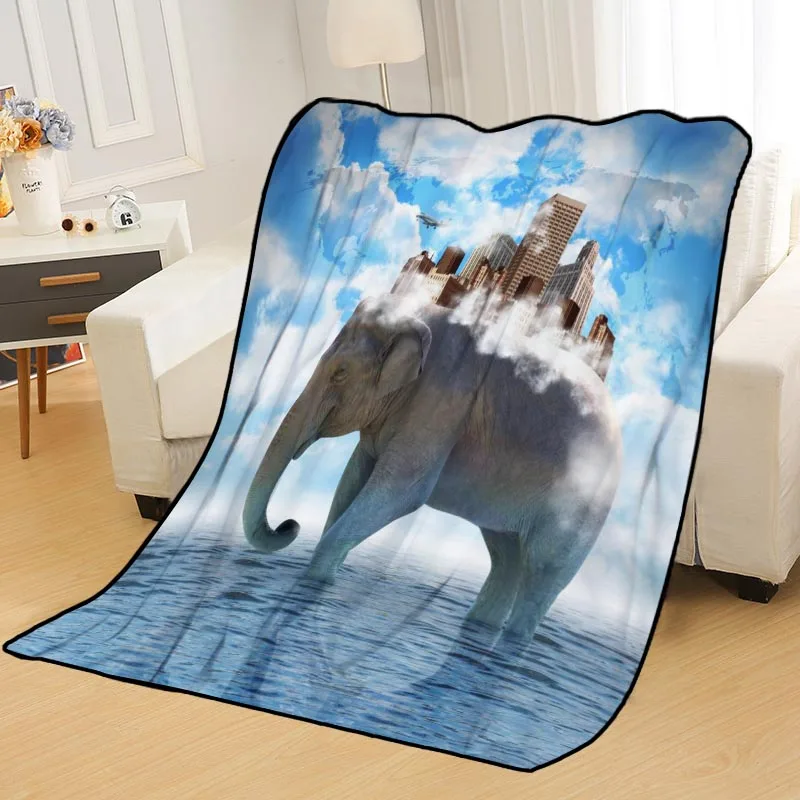 ?? カスタム象毛布ベッドスローブランケットソフトブランケット夏毛布アニメ毛布旅行毛布