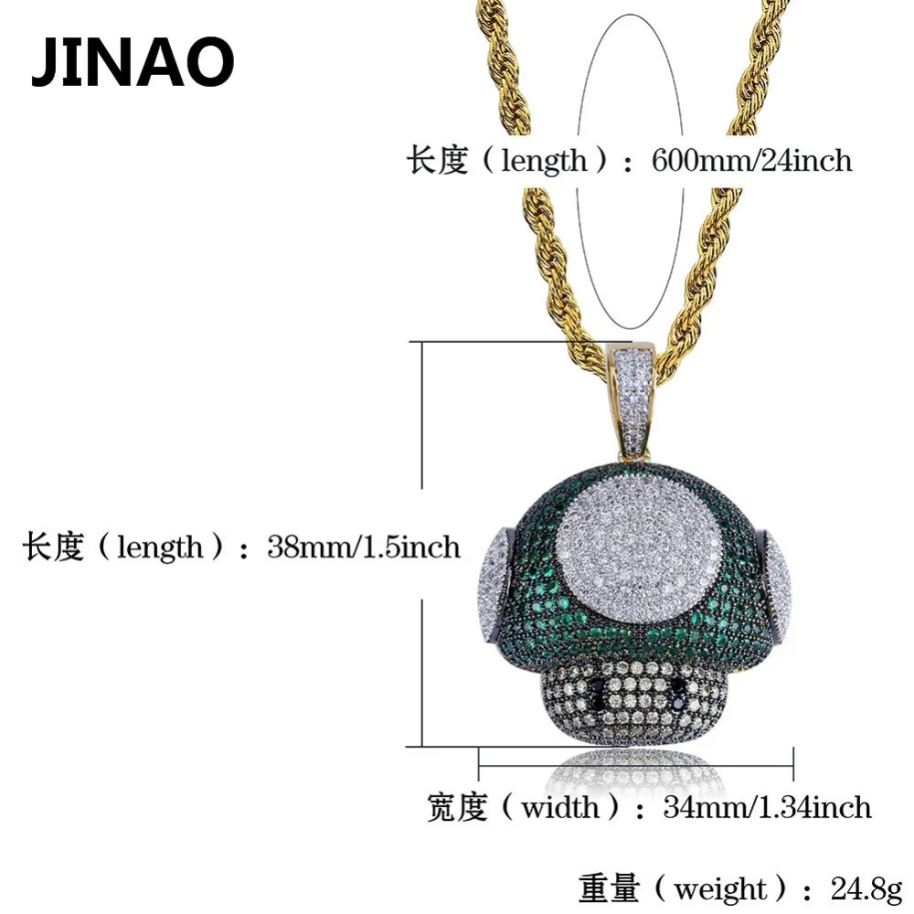 JINAO Новое модное ожерелье гриб и кулон медное двухцветное кубическое циркониевое ожерелье в стиле хип-хоп мужские ювелирные изделия подарки