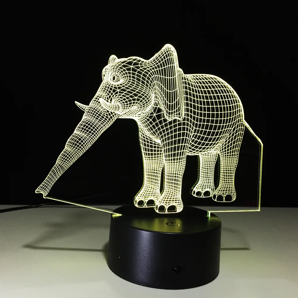 Восхитительный элегантный светильник в виде слона с 3D эффектом иллюзии