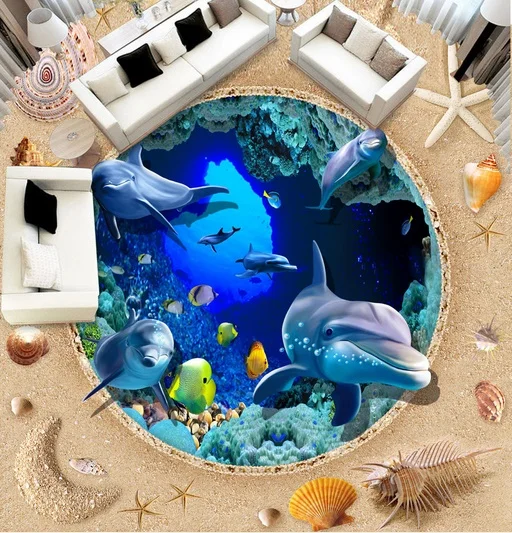 

[Self-Adhesive] 3D Round Sea World 5 Non-slip Waterproof Photo Self-Adhesive Floor Mural Sticker WallPaper Murals Print Decal
