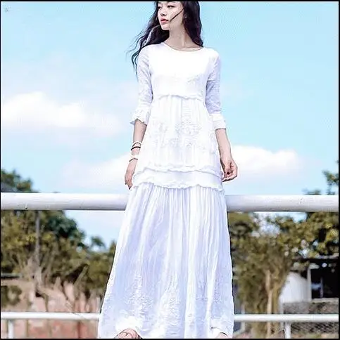 Женское богемное платье-макси Clobee винтажная хлопковая туника в этническом стиле