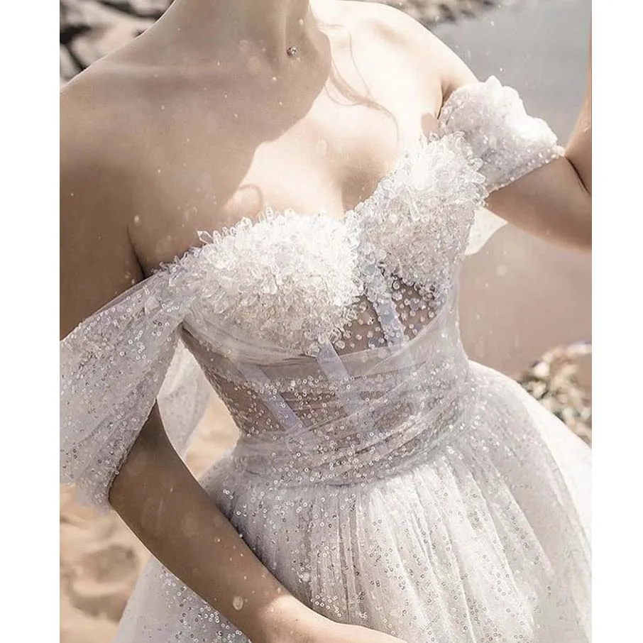 Винтажные свадебные платья 2022 бальное платье с коротким рукавом и бисером |