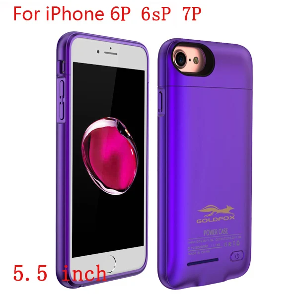 purple for I6 7 plus Ультра тонкий 3000 mAh банк питания для iPhone 6 6s 7 plus внешний аккумулятор зарядное устройство чехол мобильный телефон банк питания зарядный чехол - Цвет: purple for I6 7 plus