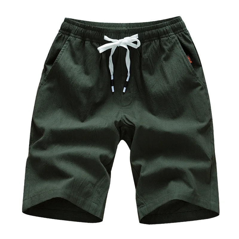 Мужские хлопковые шорты NIANJEEP свободные повседневные с завязками на талии черные