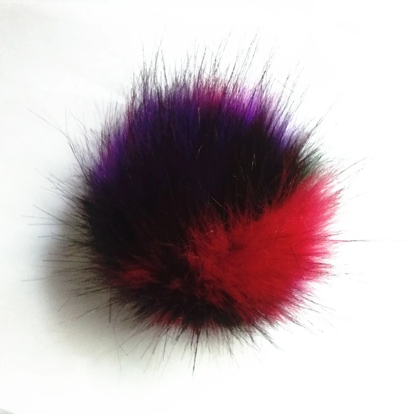 12 шт. фиолетовый зеленый серии искусственный мех енота меховым помпоном 15 см Pom