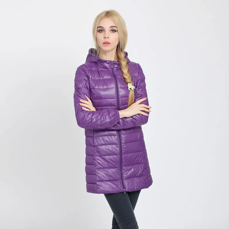 COMLESS, 9 цветов, 4XL-6XL, Женский Повседневный длинный плащ, на молнии, для женщин, весна, осень, с капюшоном, женский модный пуховик, пальто s - Цвет: Purple